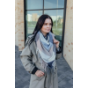 Велика синя кашемірова хустка косинка в клітину CASHMERE
